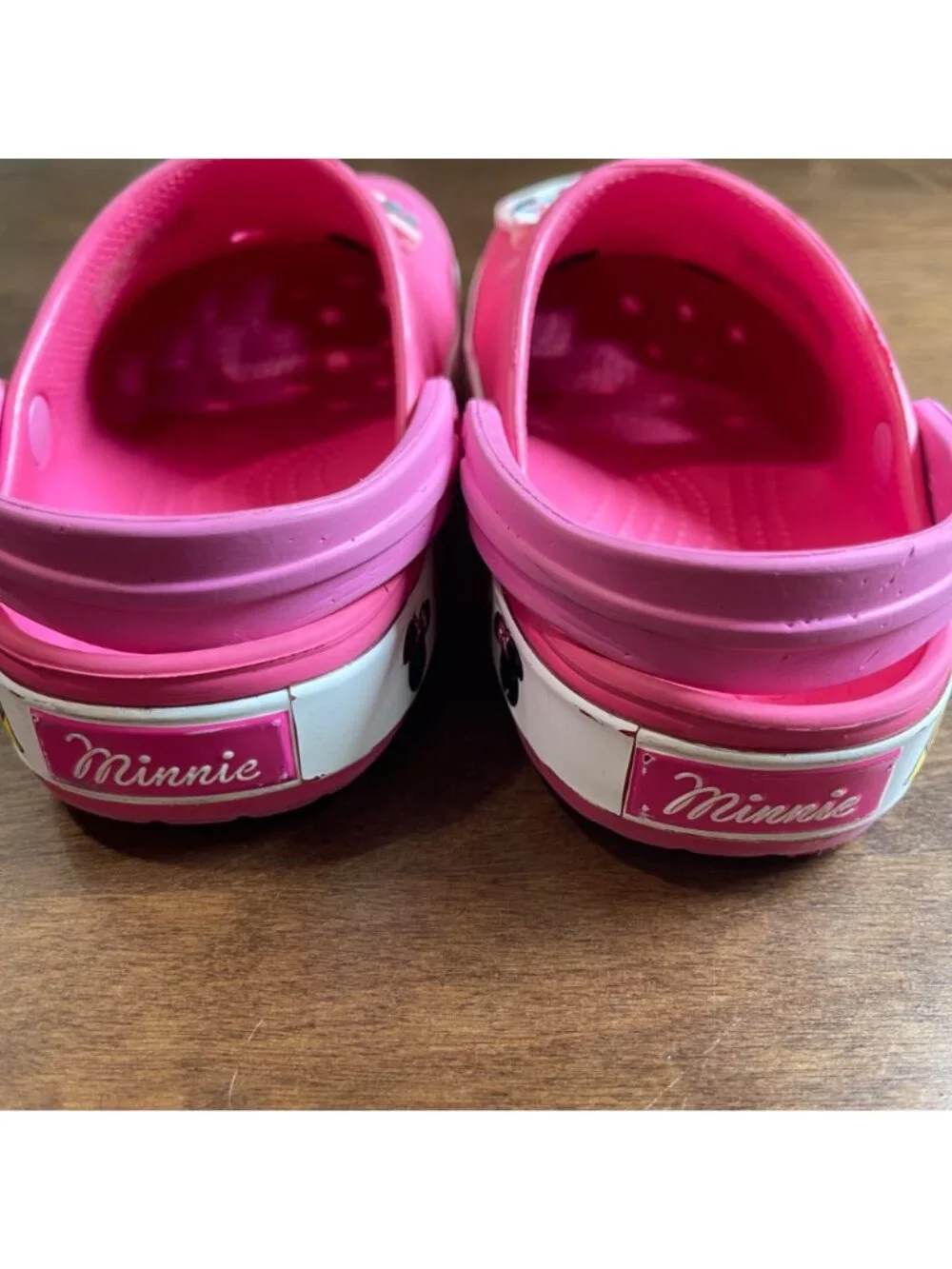 Crocs Disney Minnie Mouse Crocband Clog Toddler Girls Size 10 Hot Pink Jibbitz